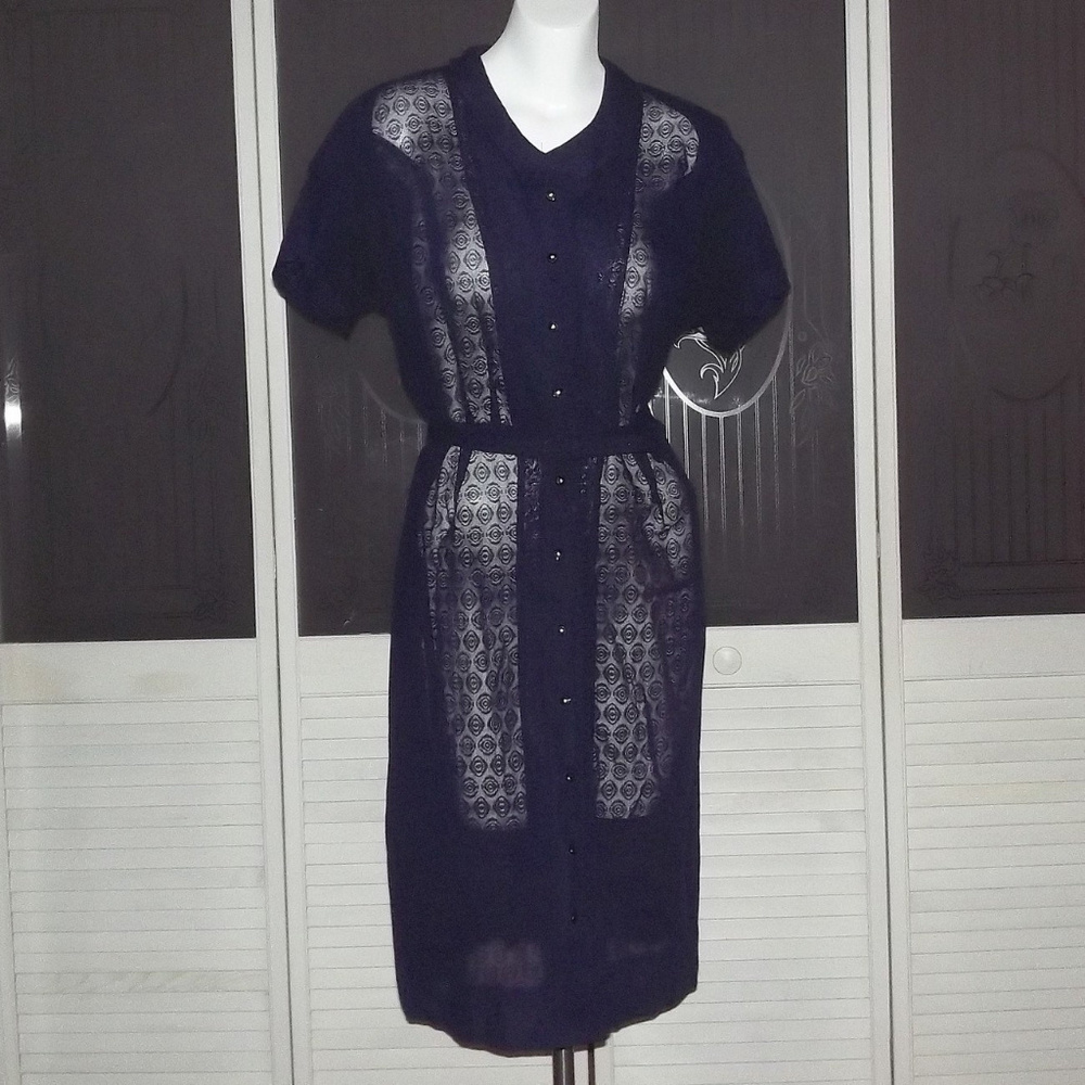 Vintage 50s 60s Plus Size Lace Secretary Dress